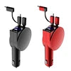 New 60W Super Fast Charging 3-in-1 Electric Car Charger Telescopic Charging Cables Adapters Android IOS Phone US Socket 3A