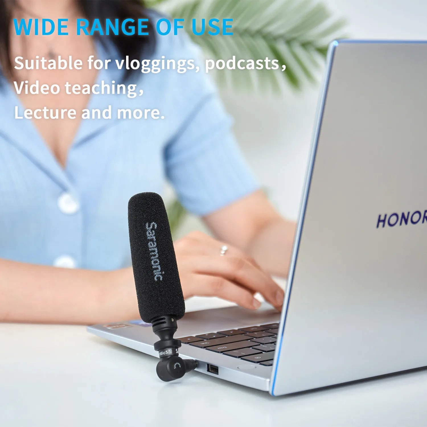 Saramonic SmartMic5 Mini Condenser Plug and Play Microphone for iPhone Android PC Computer DSLR Cameras Streaming YouTube Vlog