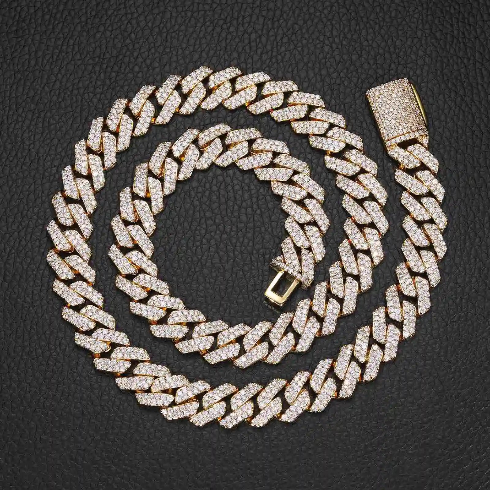 Fashion Mens Hip Hop Jewelry Gift Wholesale 20mm Gold Plated Brass 3 Rows AAAAA CZ Diamond Iced Out Cuban Link Chain Necklace