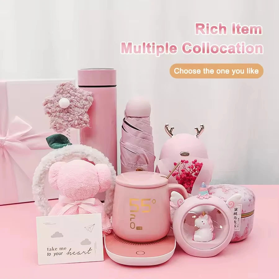 Hot Selling Custom Logo Gift Box Set Thermostatic Cup Vaccum Flask Ceramic Tea Coffee Mug for Mothers Day Valentine Wedding