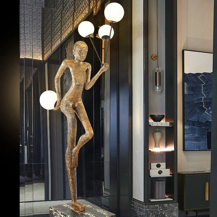 Postmodern Fiberglass Oversize Art Human Sculpture Lamparas Decorativas Light Modern Mall LED Hotel Floor Lamp