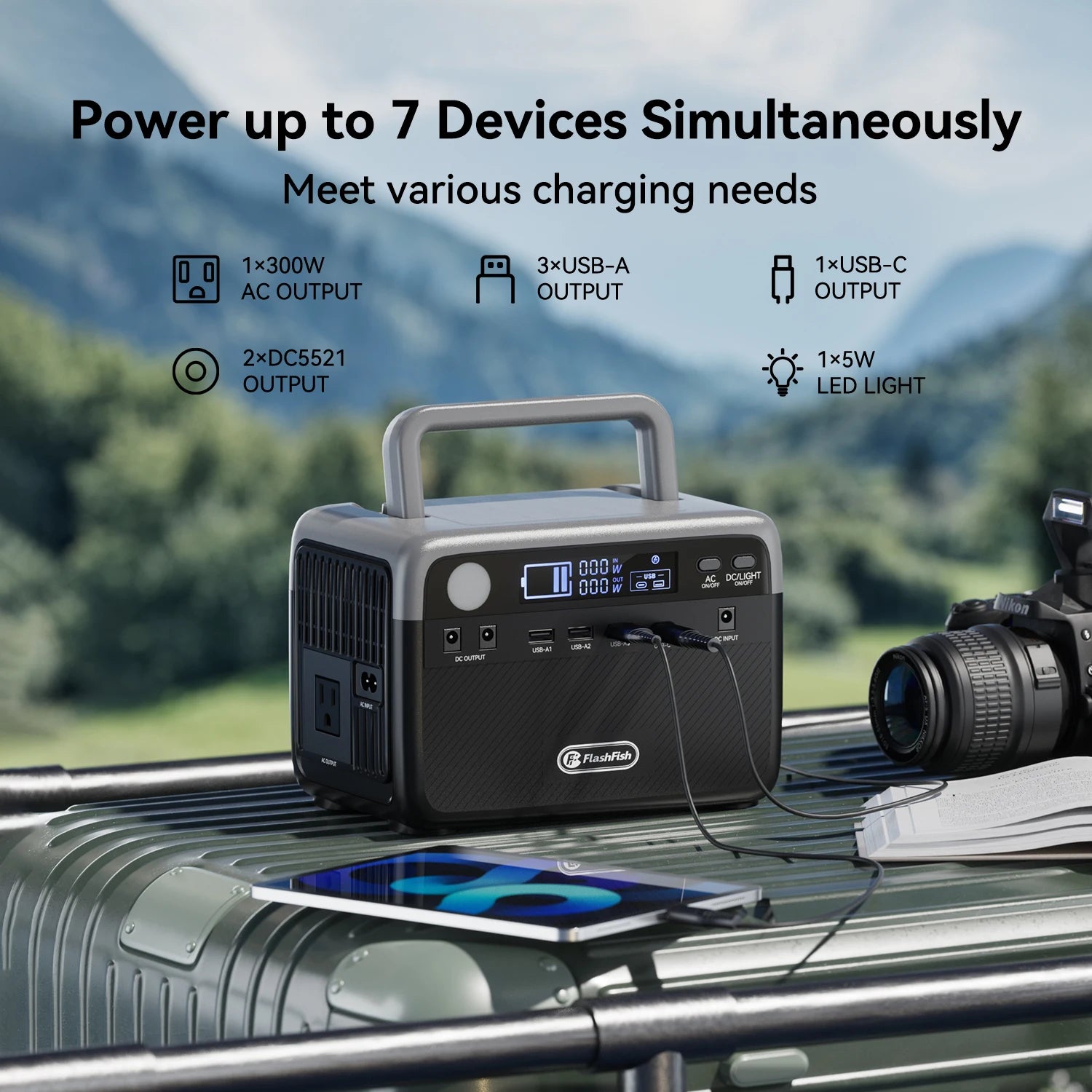 EU USA Warehouse Free Shipping Power Banks 300W Inverter Solar Generators Portable Power Station with Panel for Outdoor Camping