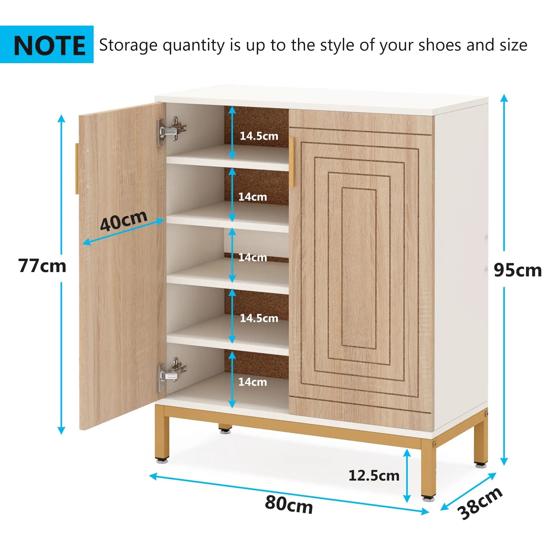 US Local Shoe Cabinet, 20 Pairs Modern Shoe Storage Cabinet with Doors, 6-Tier Freestanding Entryway Shoe Organizer Rack