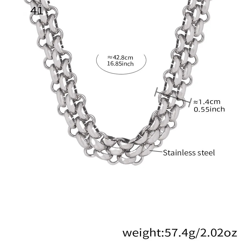 Fenny Wholesale 18K PVD Plated Retro Chunky Statement Toggle Link Choker Chain Stainless Steel Necklace for Women