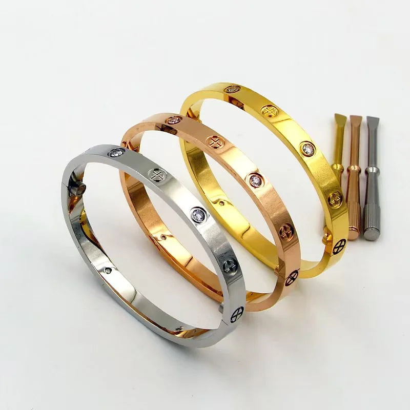 Gold Plated Screwdriver Mens and Womens Gold Bracelet Waterproof Nail Bracelet Stainless Steel 18K Cross Bracelet