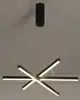 Nordic Simple Modern Sputnik Pendant Lights Dimmable Linear LED Chandelier for Restaurant Living Room E26 Base Long Shape