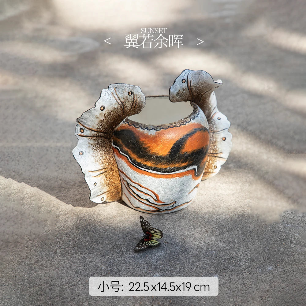 Merlin Living Hand Painting Flower Vase for Home Decor Butterfly Vase Ceramic Decoration Chaozhou Ceramic Factory Wholesale