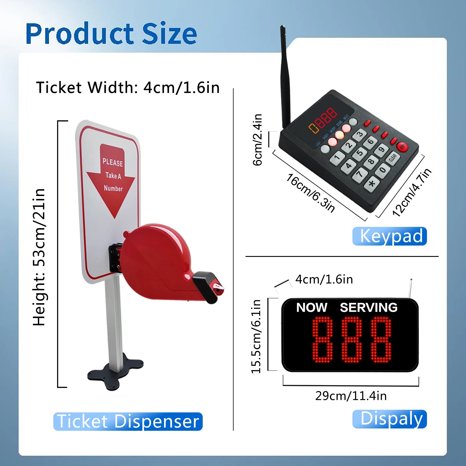 Wireless Voice Broadcast 3 Digits Show Customer Number Restaurant Hospital Bank Waiting Line Management Queue Calling System