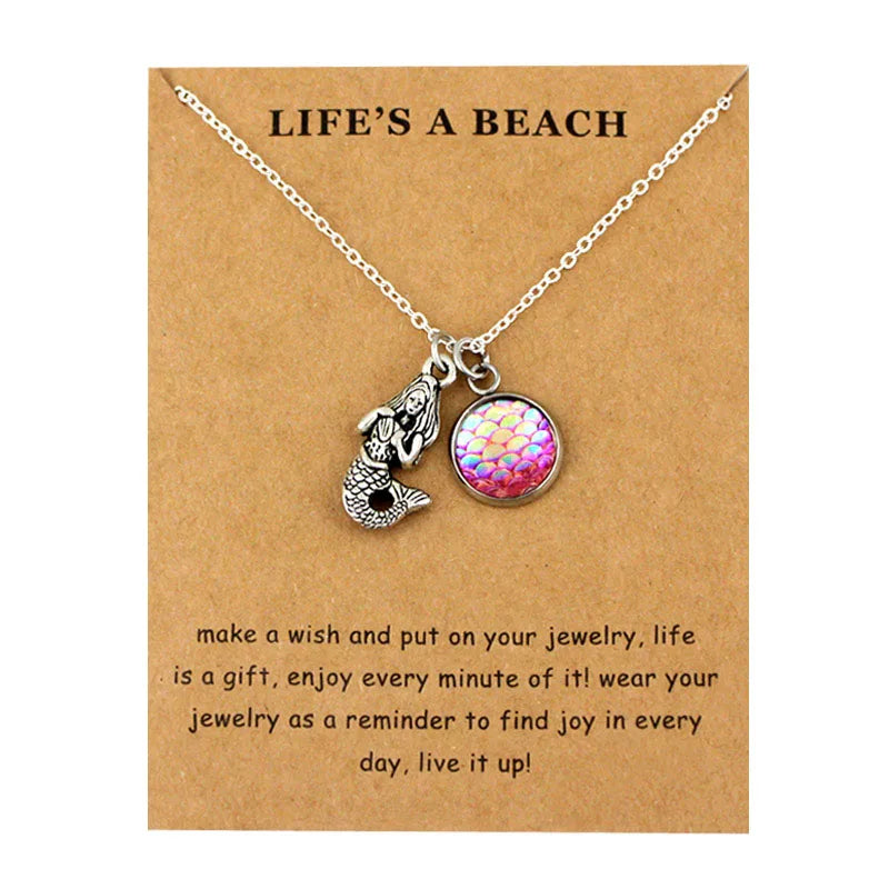 Summer Beach Ocean Jewelry Anchor Fish Shell Sand Dollar Shark Whale Starfish Seahorse Mermaid Wave Sea Turtle Collar Necklaces