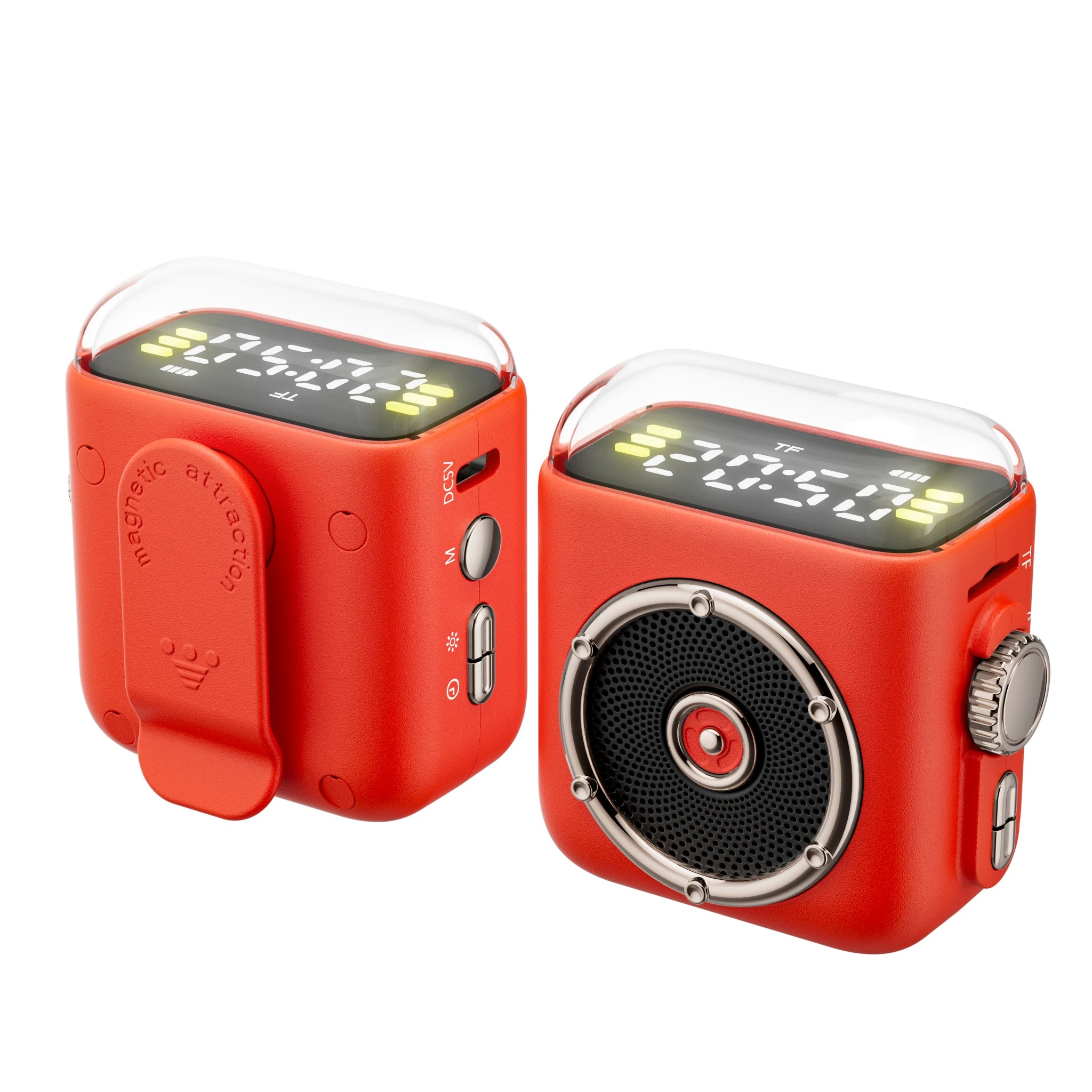 Gadgets 2025 New Arrival Back Clip Magnetic Stylish BT Speaker Multifunctional With Night Light Time Show Music Speaker for Gift