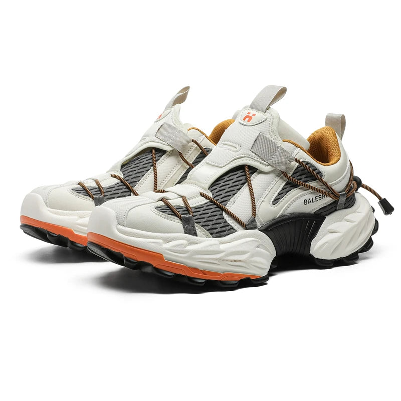 Men Women Modern Chunky Sole Sneakers Adjustable Strap Shock Absorption Technology Supportive Ankle Collar for Gym Daily Wear