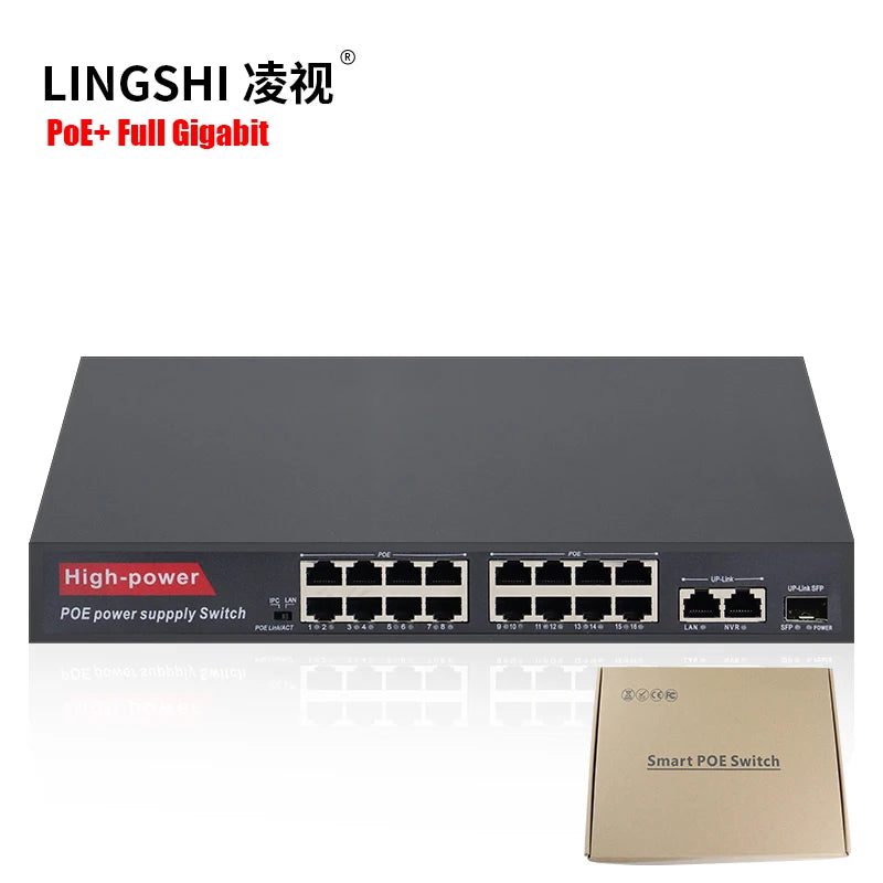 All Port Gigabit 16 Port Poe Switch with 2 Gigabit Uplink and 1SFP Port Network Vlan Switch Hub Unmanaged 1000Mbps
