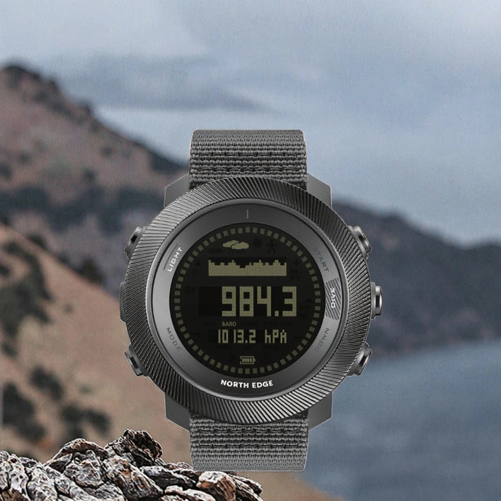 NORTH EDGE APACHE-D New Free Diving Outdoor Sports Watch for Men 10ATM Waterproof Nylon Altimeter Barometer Compass Alarm Clock