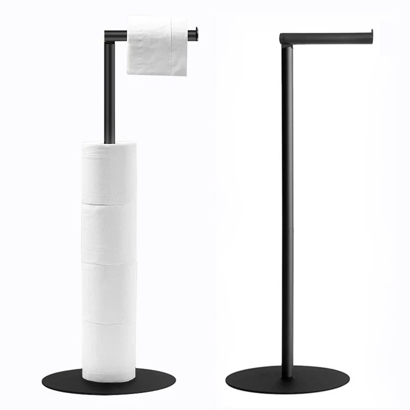 Stainless steel standing toilet paper holder - Space-saving design, can hold multiple rolls of paper, suitable for bathroom, etc