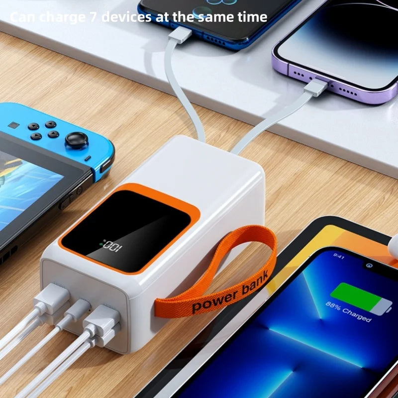 Large Capacity 50000mah 7 Port Output Power Banks Digital Display USB Type-C PD 22.5W Power Bank 50000mAh Portable Power Station