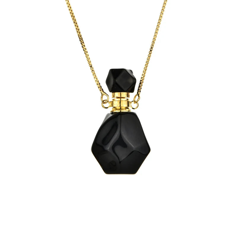 Wholesale Crystal Perfume Bottle Pendant Necklace Aromatherapy Essential Oil Natural Stone Perfume Bottle Pendant Necklace