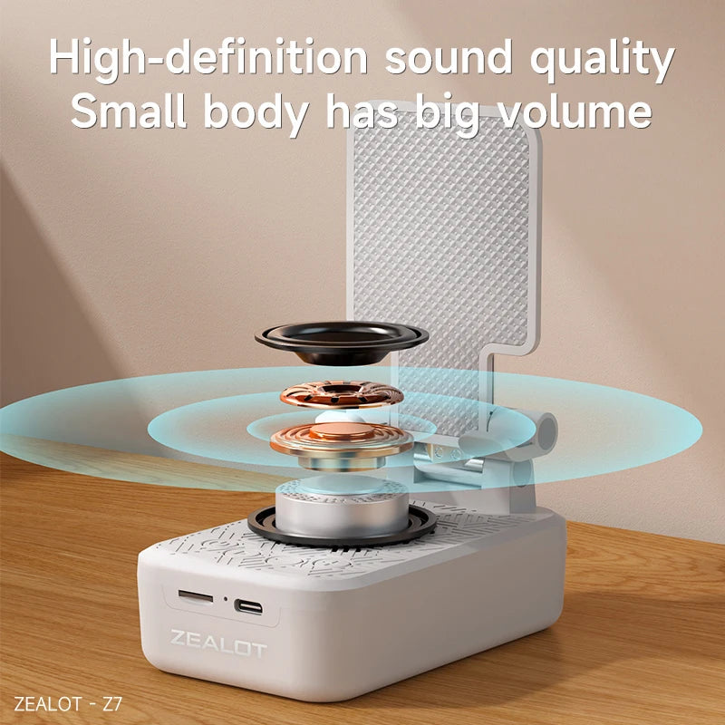 ZEALOT Z7 Phone Stand Wireless Speaker Desktop Kitchen Gadgets Phone Stand Portable Phone Stand with Speaker Birthday for Women