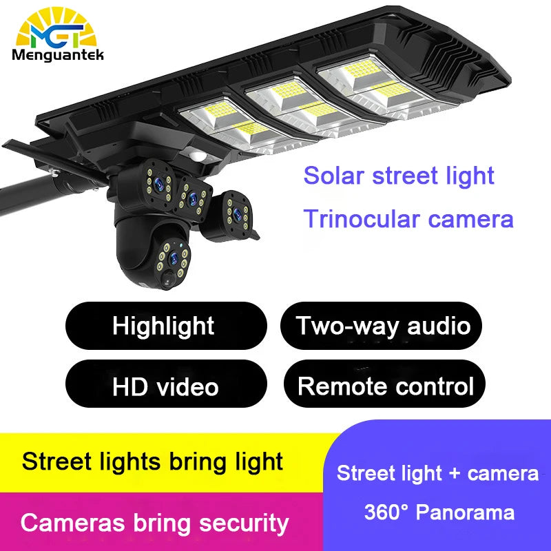 High Power HD 360-Degree No Dead Angle Weatherproof ABS Solar Garden LED Light IP65 Solar Street Light for Road Surveillance