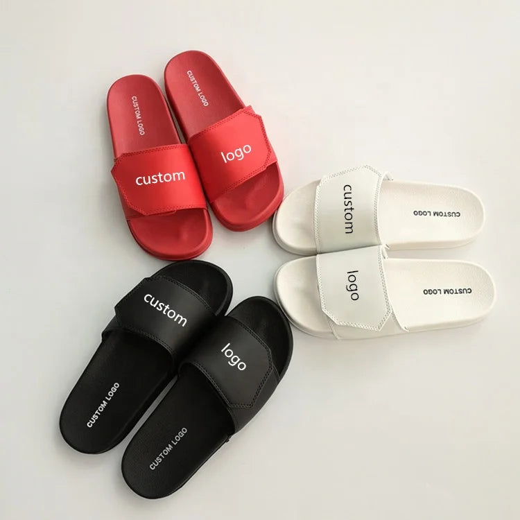 New Couple Women Family Beach Plain Custom Slide Put My logo on Mens Slipper Unisex Personalized Pool Sandals Pvc with logo