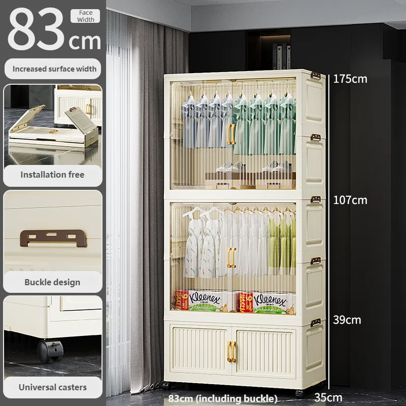 55-85CM Multifunctional Wardrobe Thickened And Movable Cabinet Suitable For Organizing In Children'S And Babies' Bedrooms