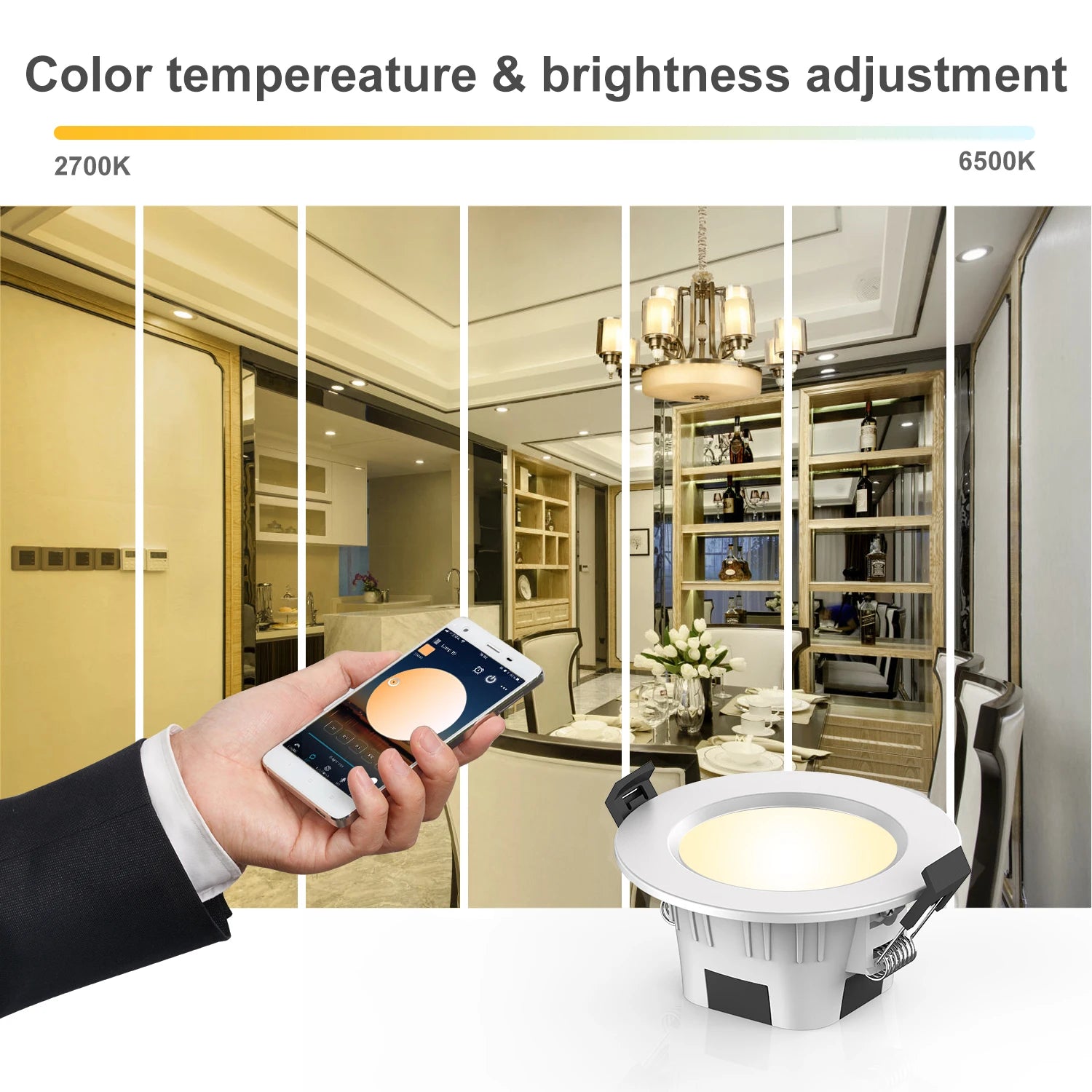 High Quality Smart LED Downlight Energy-Saving Industrial Design Remote Control Switch Surface Mounted for Bathroom-IP20 Rated