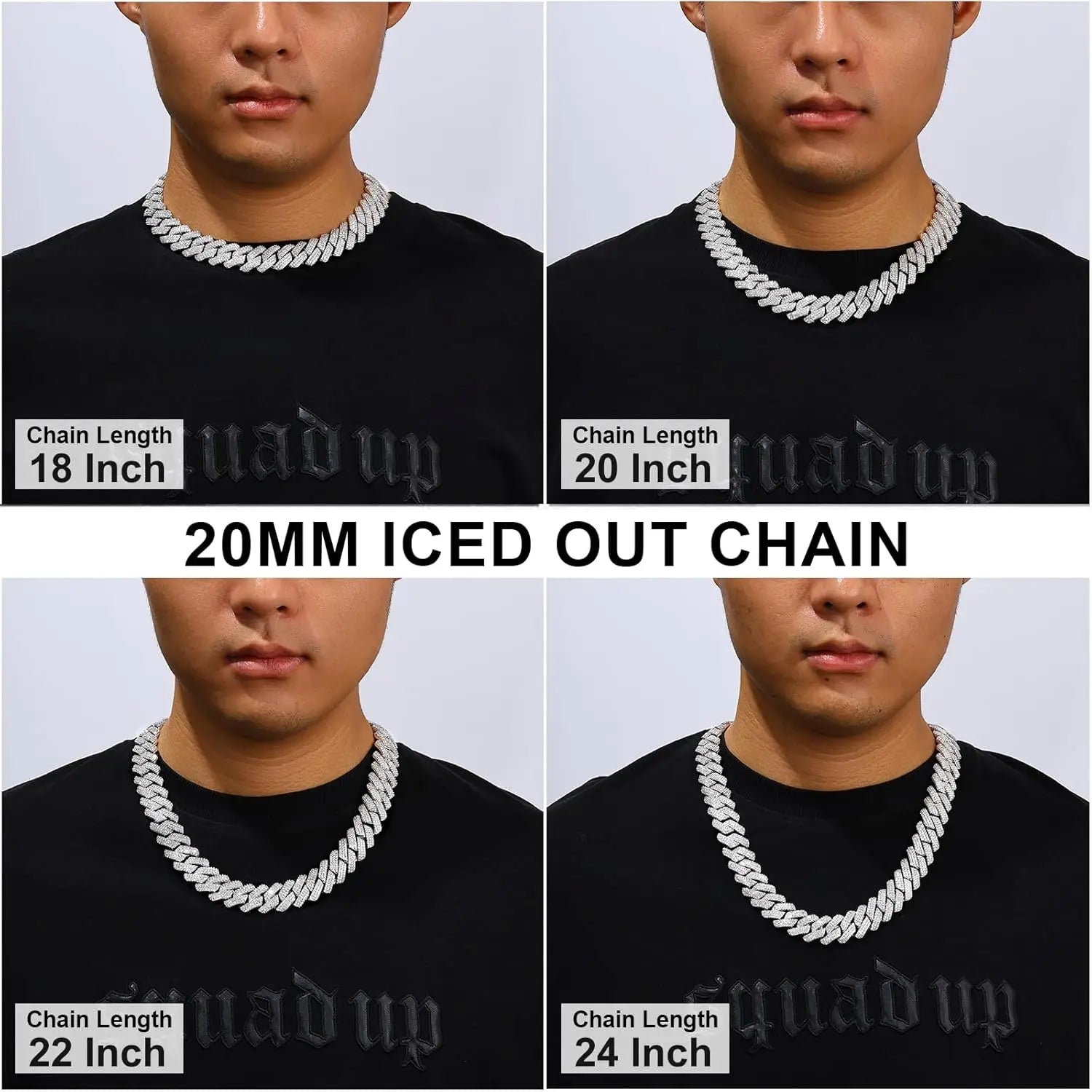 Fashion Mens Hip Hop Jewelry Gift Wholesale 20mm Gold Plated Brass 3 Rows AAAAA CZ Diamond Iced Out Cuban Link Chain Necklace