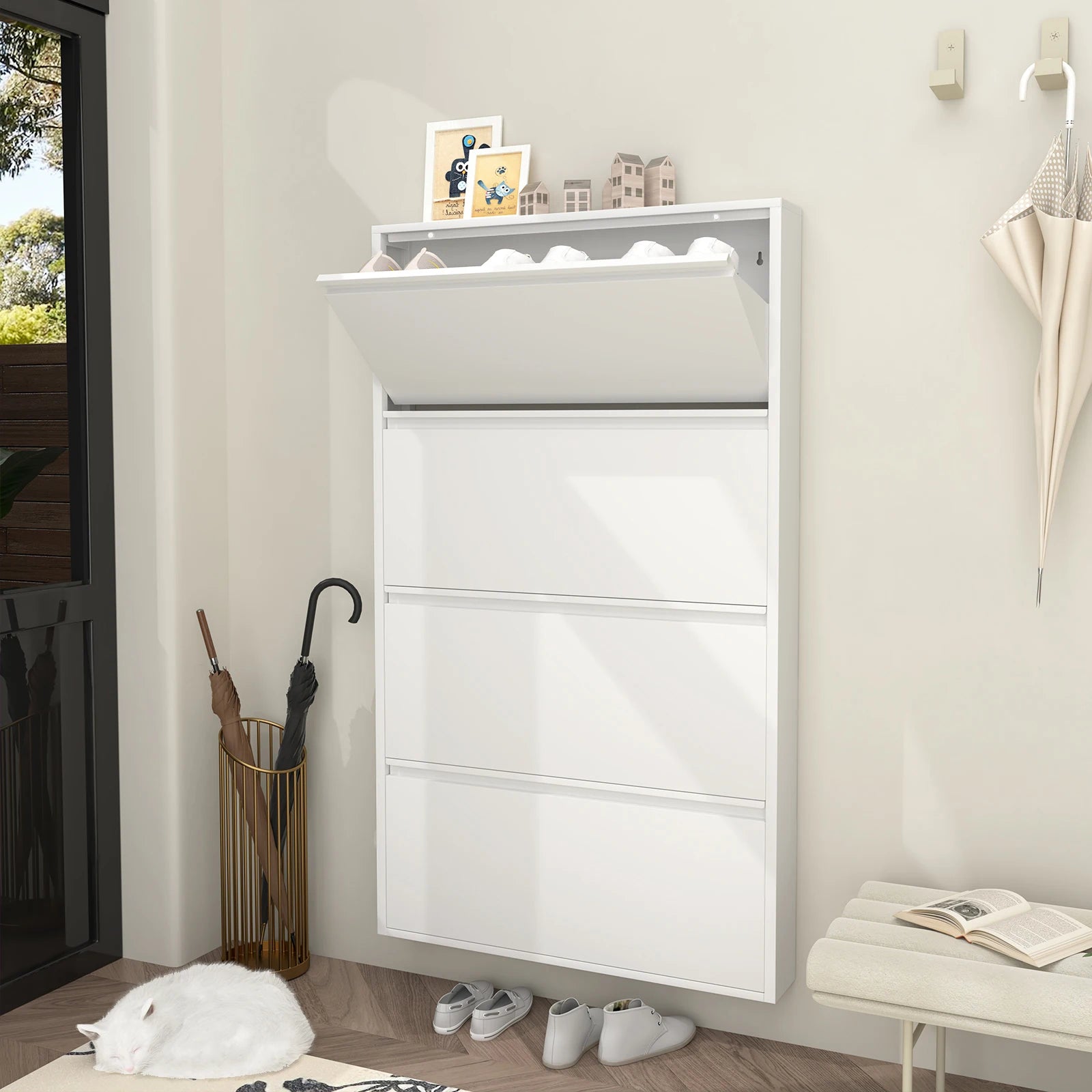 Modern Steel Ultra-Thin Steel Shoe Rack Living Room Home Metal Shoe Cabinet Household Shoe Rack