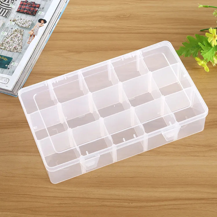 Modern 15-Compartment Extra Large Nail Art Jewelry Beads Organizer Box PP 10kg Capacity Detachable Transparent Storage for Toys