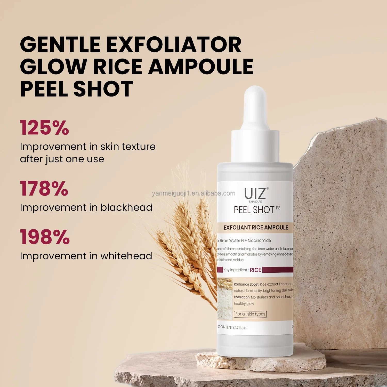 Remove Blackheads Rice Exfoliating Ampoule Peel Pore Minimizing Black White Rice for Brightening Glowing Face Serum