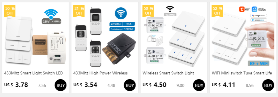 Smart Home Touch Light Switch Led Wireless 86*86 Remote on Off Wall Switch AC 110V 220V 10A Receiver 1/2/3gang for Ceiling Lamp