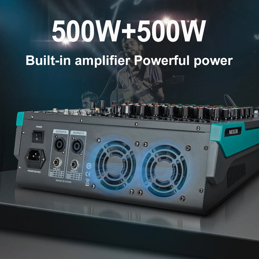 Depusheng GT8 8 Channels Professional Digital Audio Video Mixer With 500w*2 Amplifier Console for Studio Stage