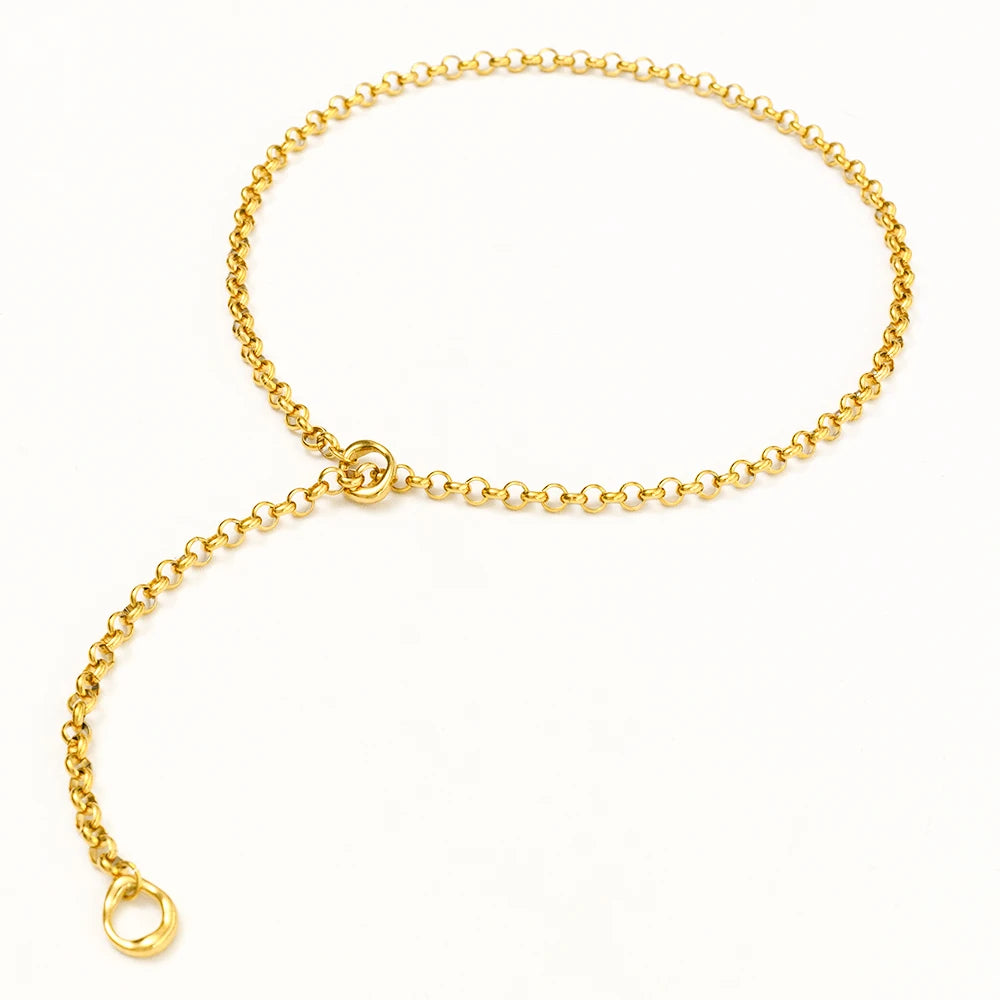 New Arrivals Waterproof Jewelry Minimalist 18K Gold Plated Stainless Steel O Shaped Long Chain Sweater Necklace YF5079