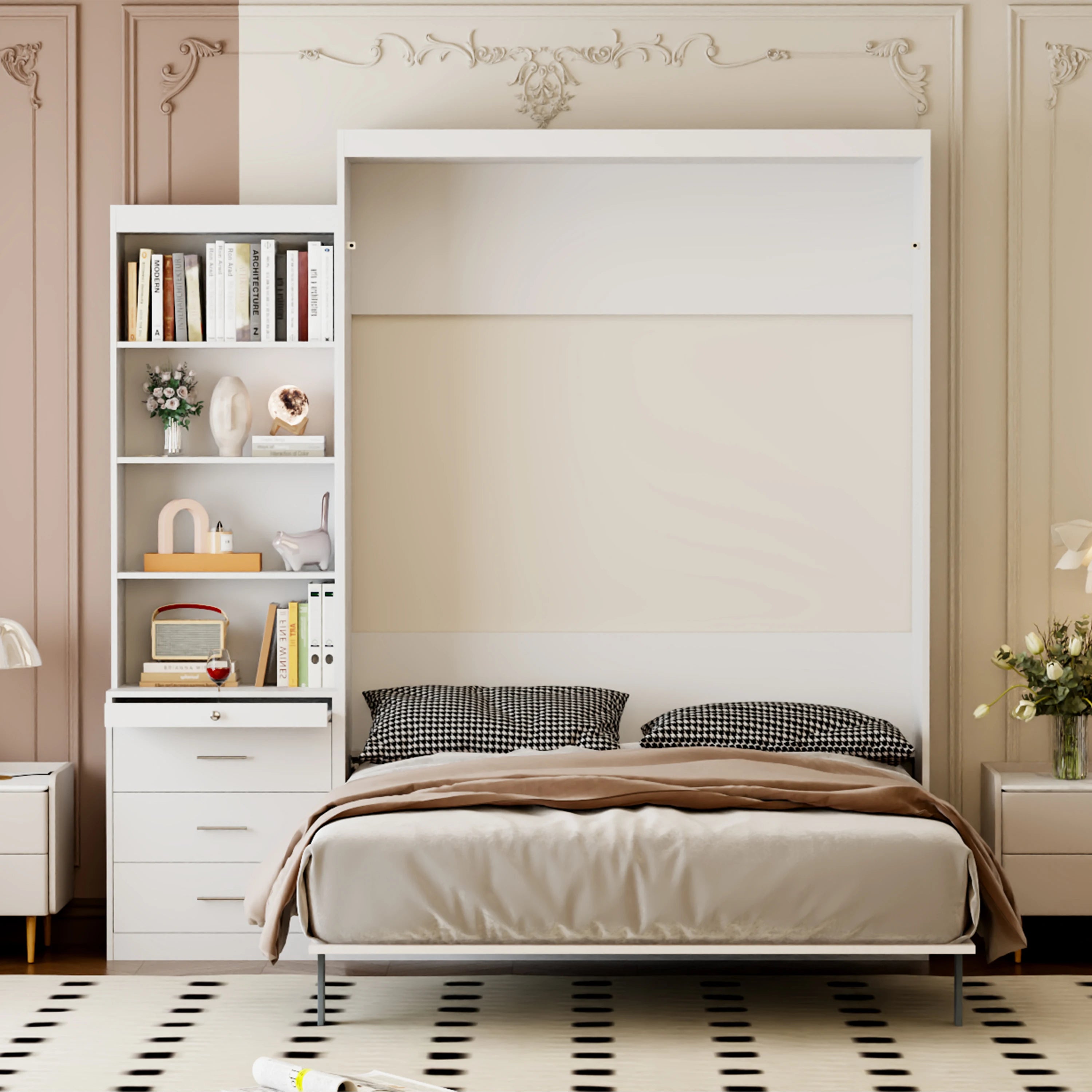 Modern Full Size US Stock MOQ ONE PC Multipurpose Space-Saving Vertical Murphy Bed Folding Hidden Wall Bed