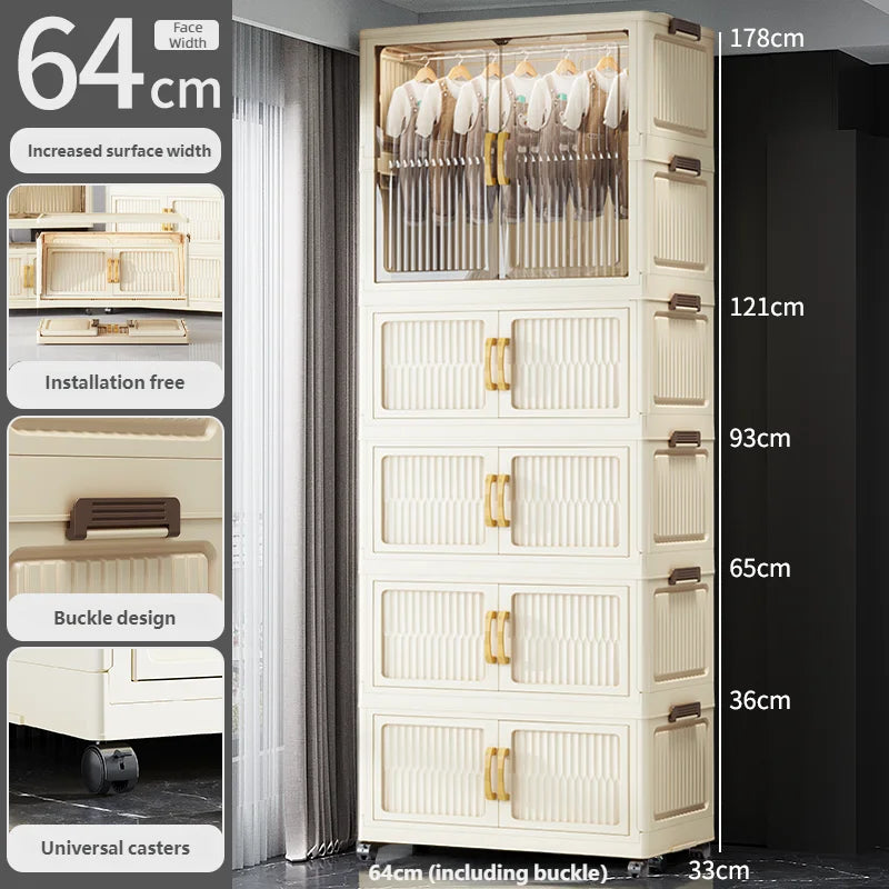 55-85CM Multifunctional Wardrobe Thickened And Movable Cabinet Suitable For Organizing In Children'S And Babies' Bedrooms