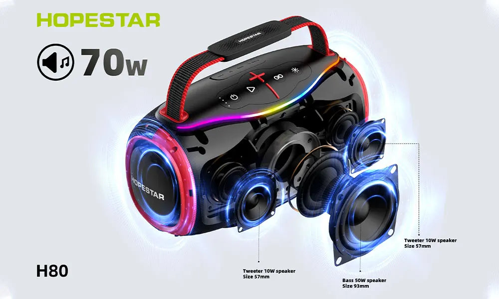 Hopestar H80 Portable Wireless MP3 Loudspeaker with Heavy Bass Waterproof Outdoor Soundbar for Computer Use New