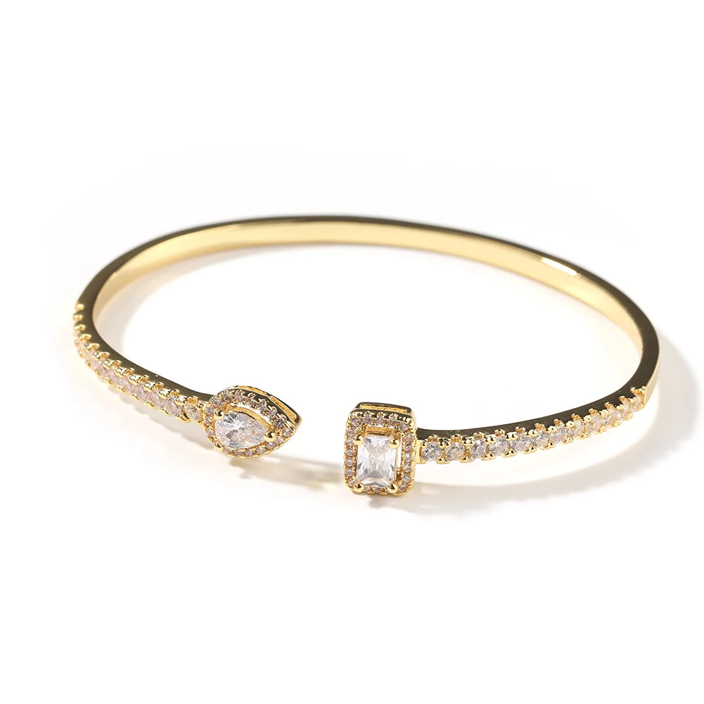Hot Sale Design Bracelets Women Classic Simple Style Bangles Jewelry Women Brass Zircon Diamond Open Bangle Wholesale Price