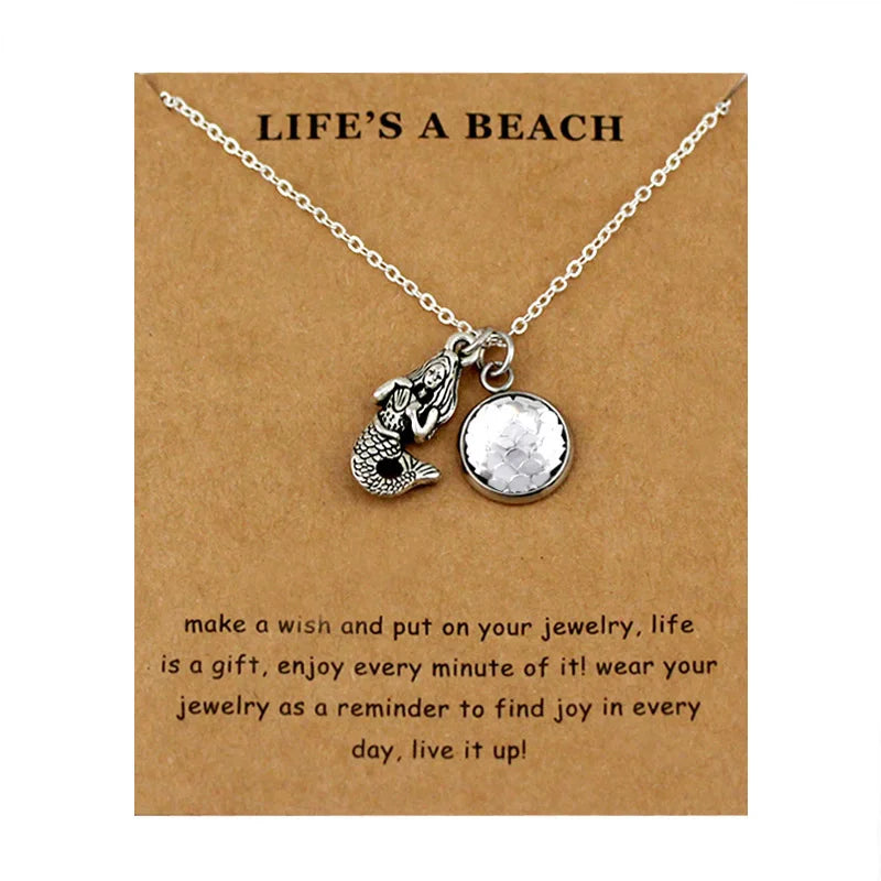 Summer Beach Ocean Jewelry Anchor Fish Shell Sand Dollar Shark Whale Starfish Seahorse Mermaid Wave Sea Turtle Collar Necklaces