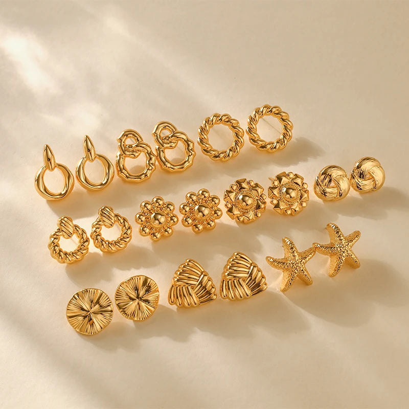Hot Sale Modern and Minimal Women's Jewelry Copper Plated 18K Gold Fashion Design Waterproof and Hypoallergenic Stud Earrings