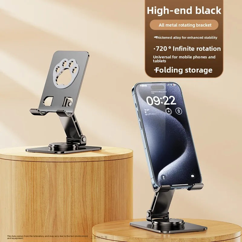 Portable Foldable Metal Phone Tablet Stand Rotatable Bottom Flexible Live Streaming Cooling Device Lazy Person's Desk Support