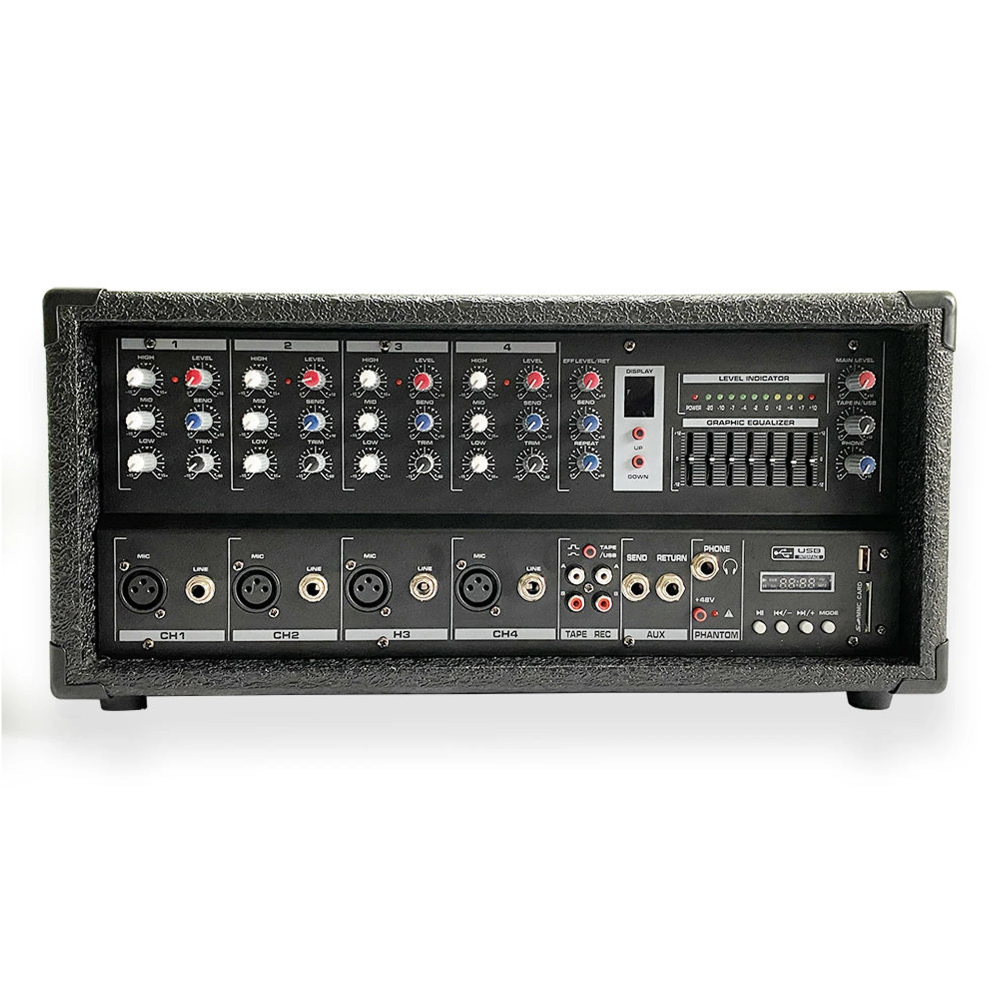 EB4 Portable 4-Channel Mixer Amplifiers Mixing Console Four Channel with Built-in Blueteeth and Recording Function