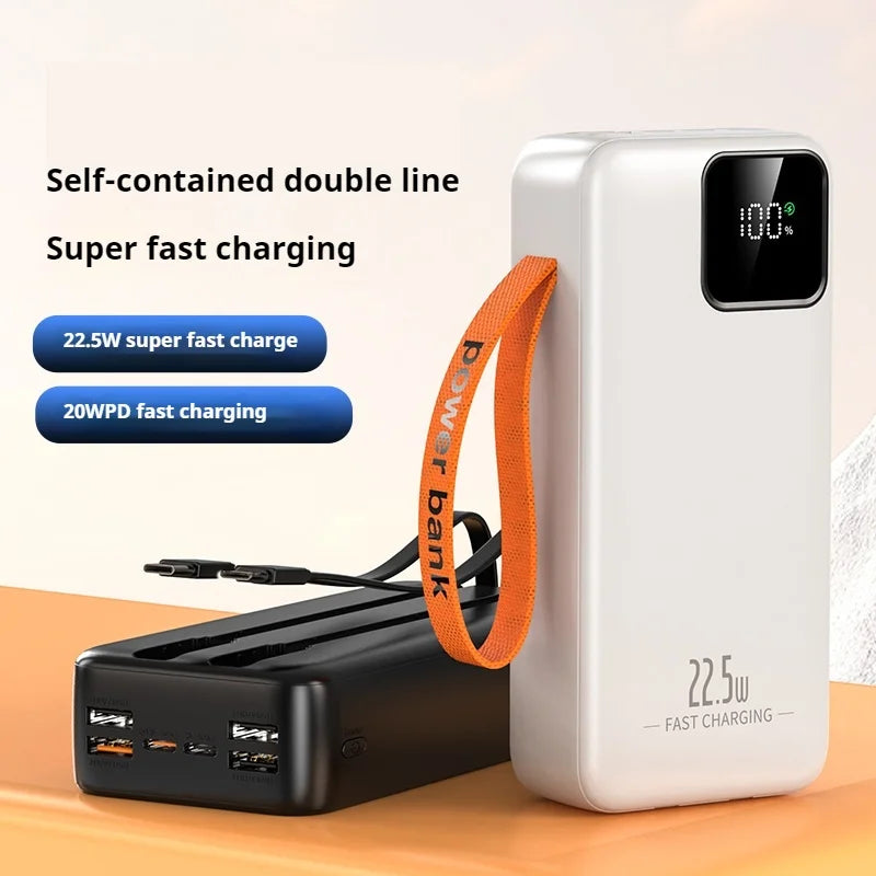High Quality 50000mAh Power Banks Fast Charging Power Bank Portable Charger Built-in  2 Cables Fast 50000mah Power Bank