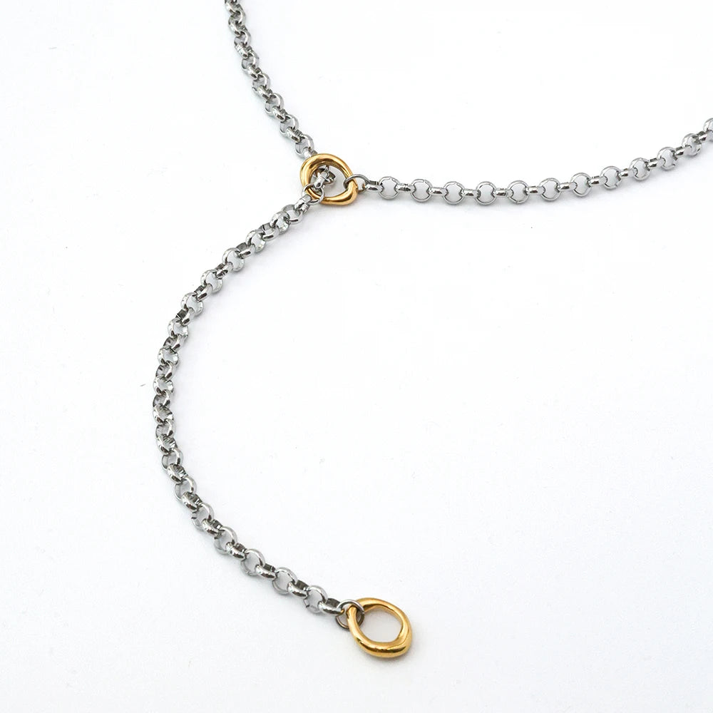 New Arrivals Waterproof Jewelry Minimalist 18K Gold Plated Stainless Steel O Shaped Long Chain Sweater Necklace YF5079
