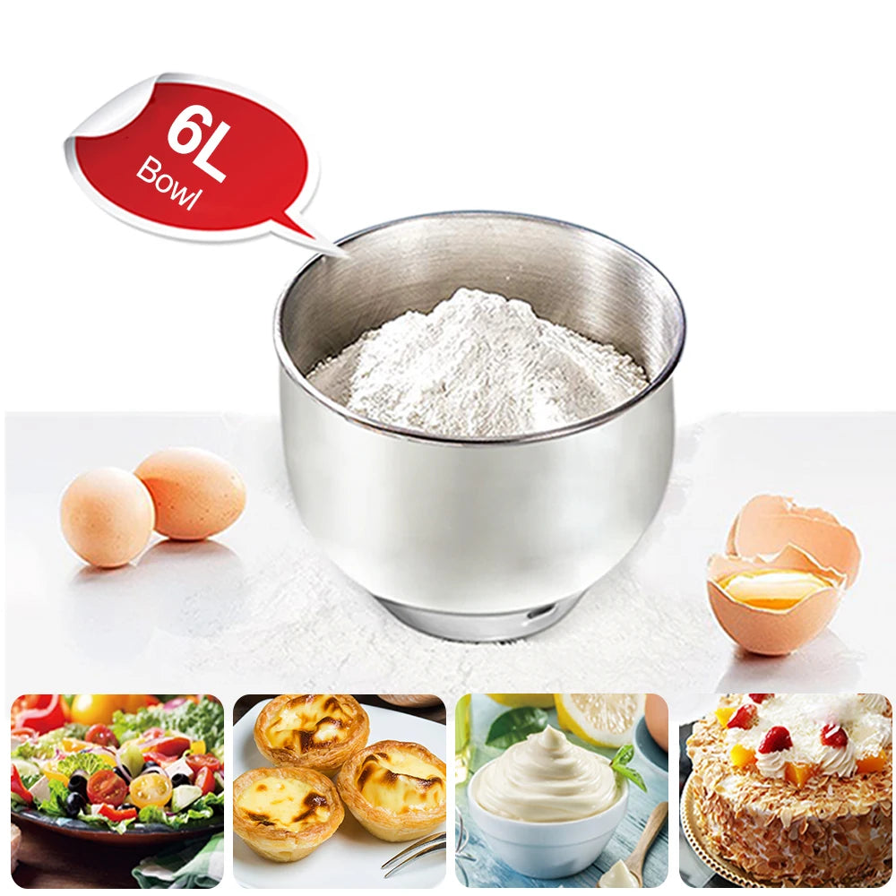 Home Stand Mixer 600W 6QT Cake Bread Dough Mixer Planetary Electric Home Kitchen Appliances Food Mixer