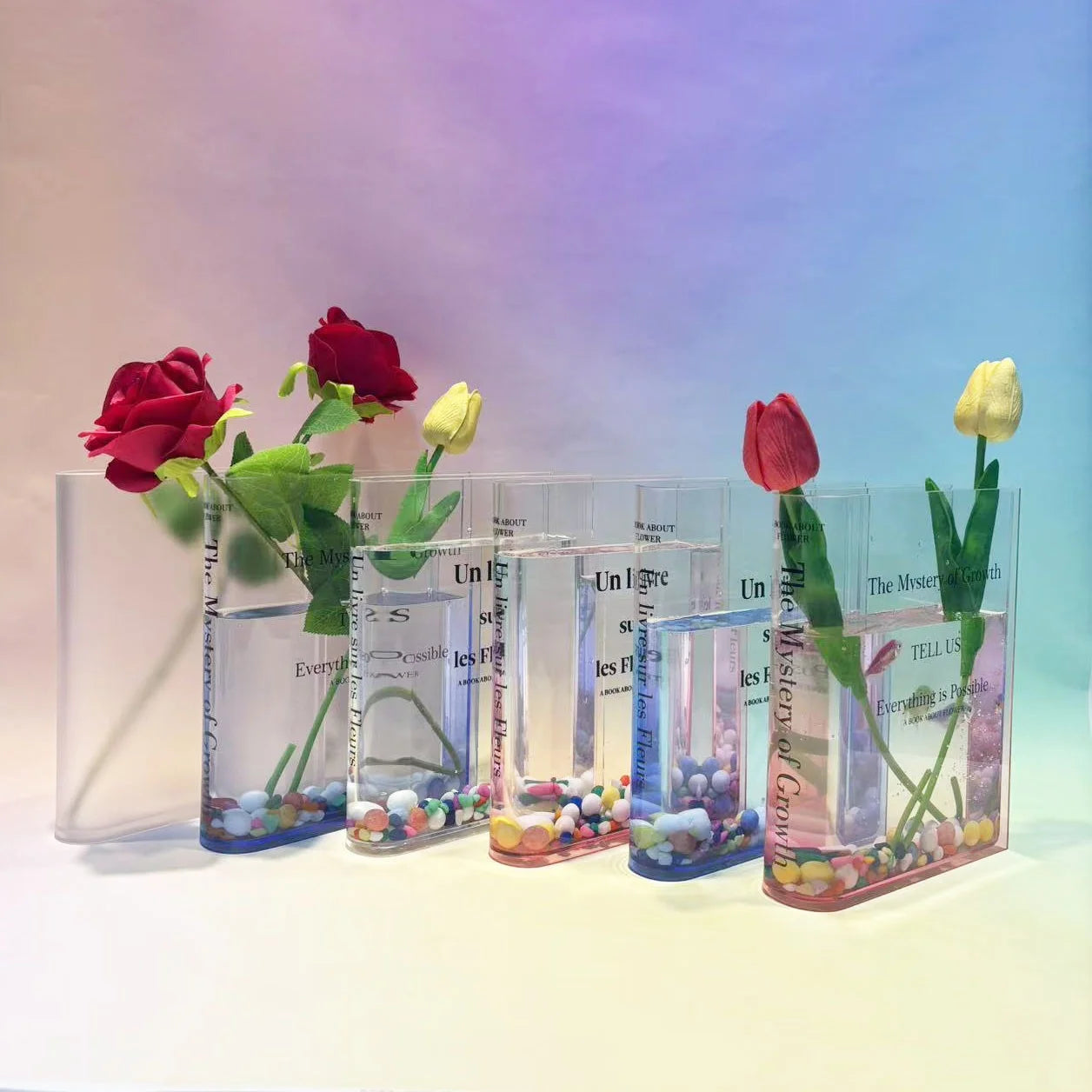 High Quality High-Transparency Acrylic Book Vase Modern Square Design with Transparent Glaze Factory Direct Sale