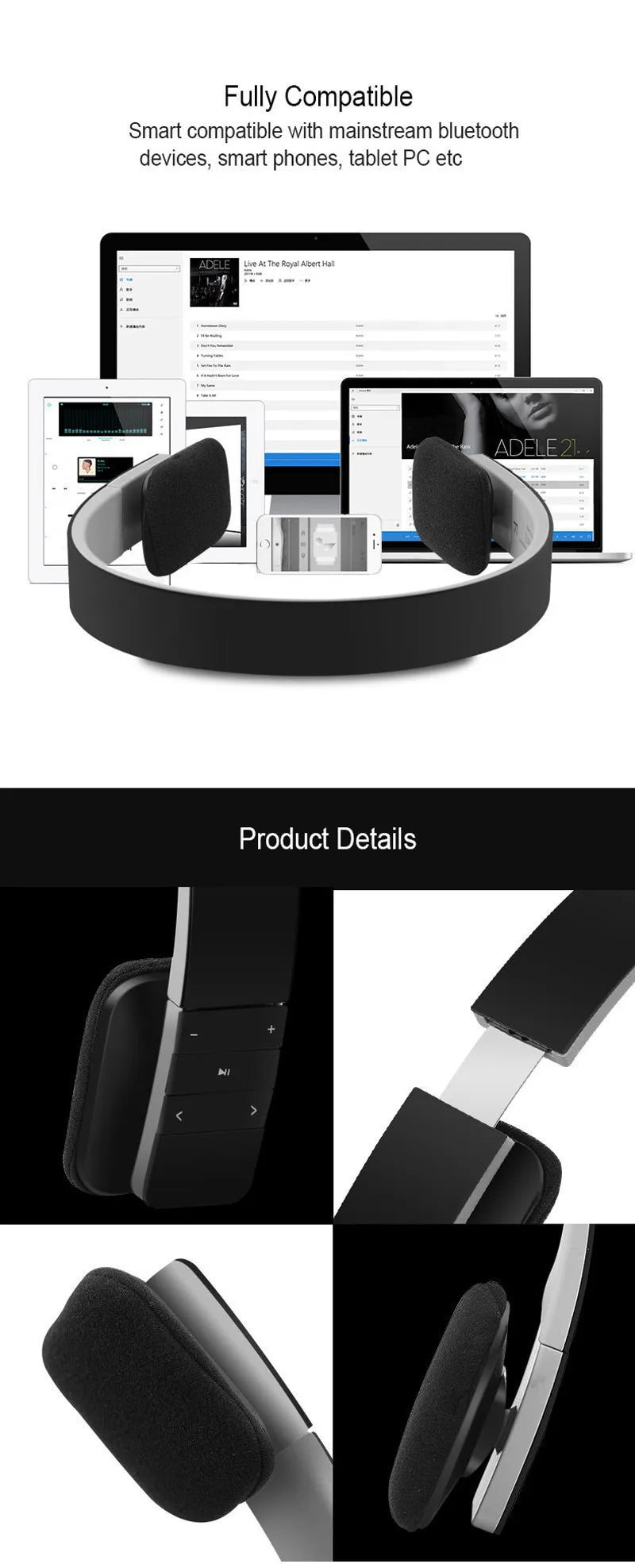 Sport Headphones HD Noise Cancelling Earphone Wireless Headset with Bluetooth USB TV Adaptor HiFi Deep Bass Sound for TV