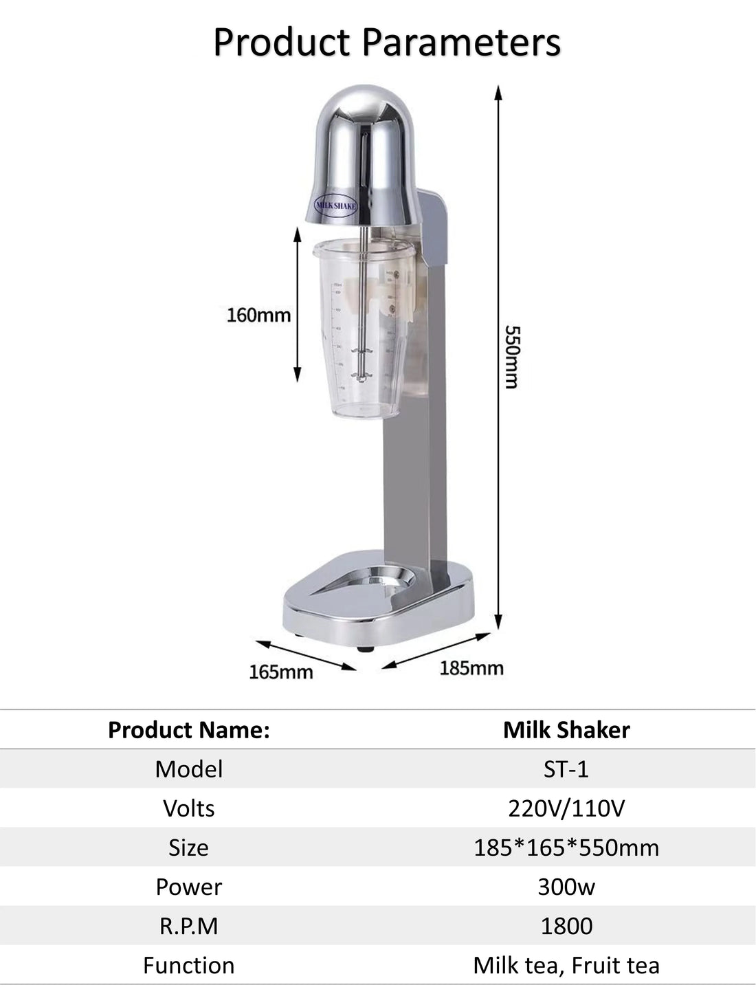 300W Milk Shaker Machine Longevity Service Commercial Milkshaker Maker Drink Mixer 1800RPM Smoothie Protein Blender Shaker