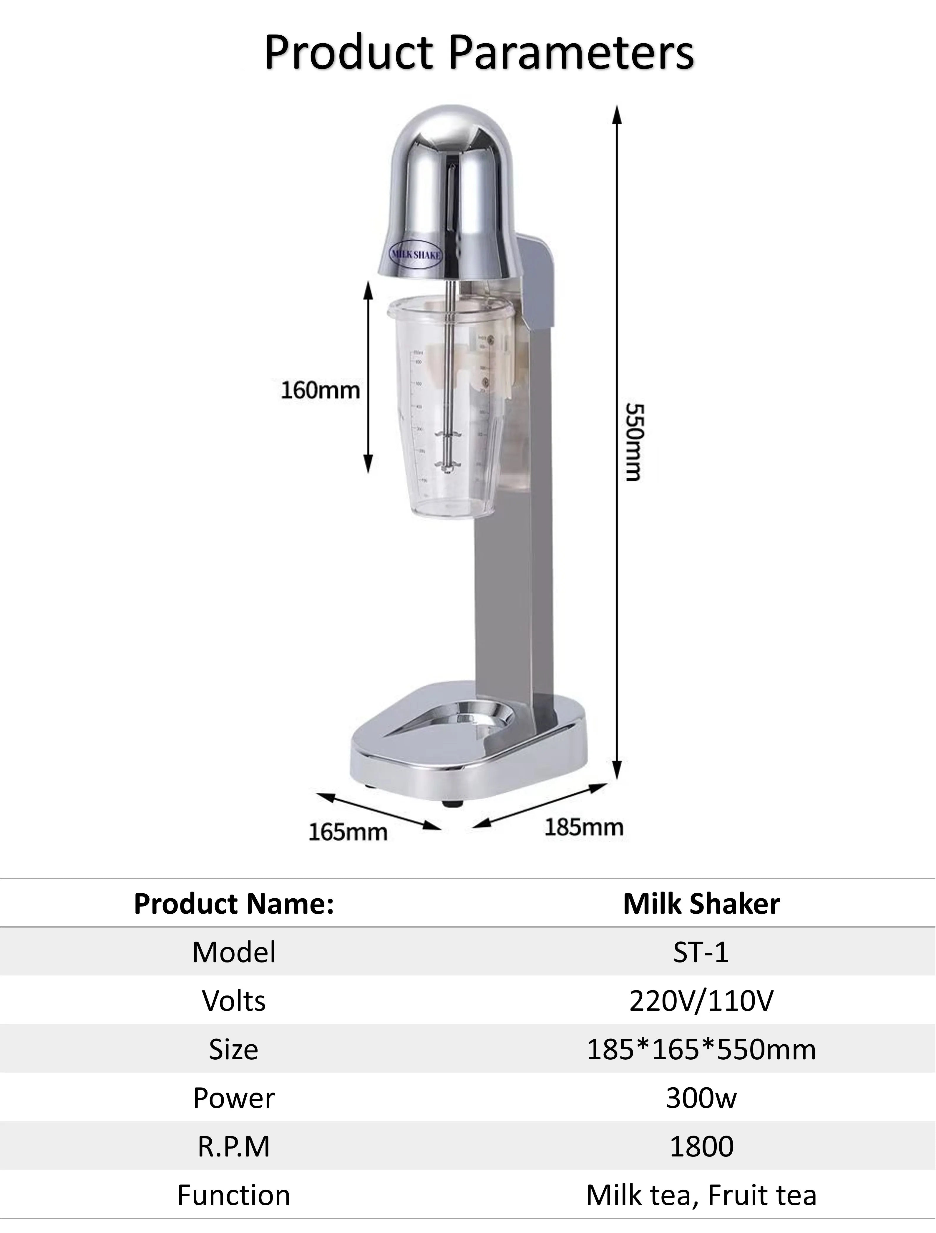 300W Milk Shaker Machine Longevity Service Commercial Milkshaker Maker Drink Mixer 1800RPM Smoothie Protein Blender Shaker