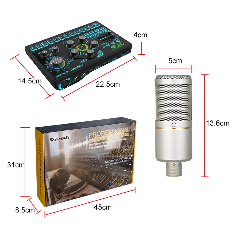 Podcast Equipment Bundle Podcast SX91 Studio Mic Phone Recording Music Studio Audio AdiuMachine Recording Kit Studio Ki