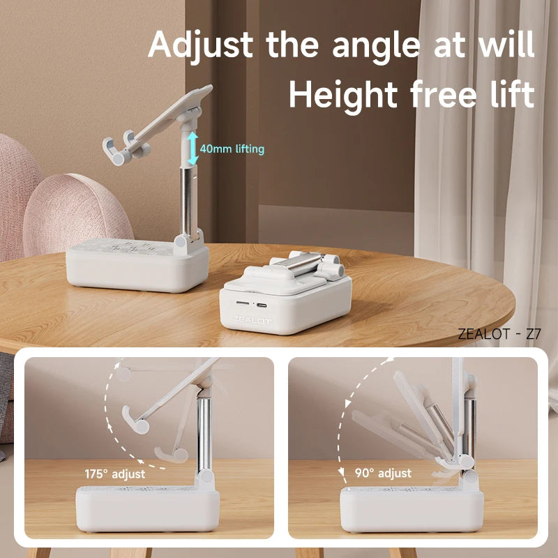 ZEALOT Z7 Phone Stand Wireless Speaker Desktop Kitchen Gadgets Phone Stand Portable Phone Stand with Speaker Birthday for Women