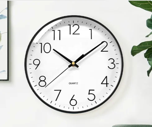 Modern Round Black Plastic Black Wall Clock  Manufacturer with Quartz Movement Custom Logo Simple Needle Display for Living Room